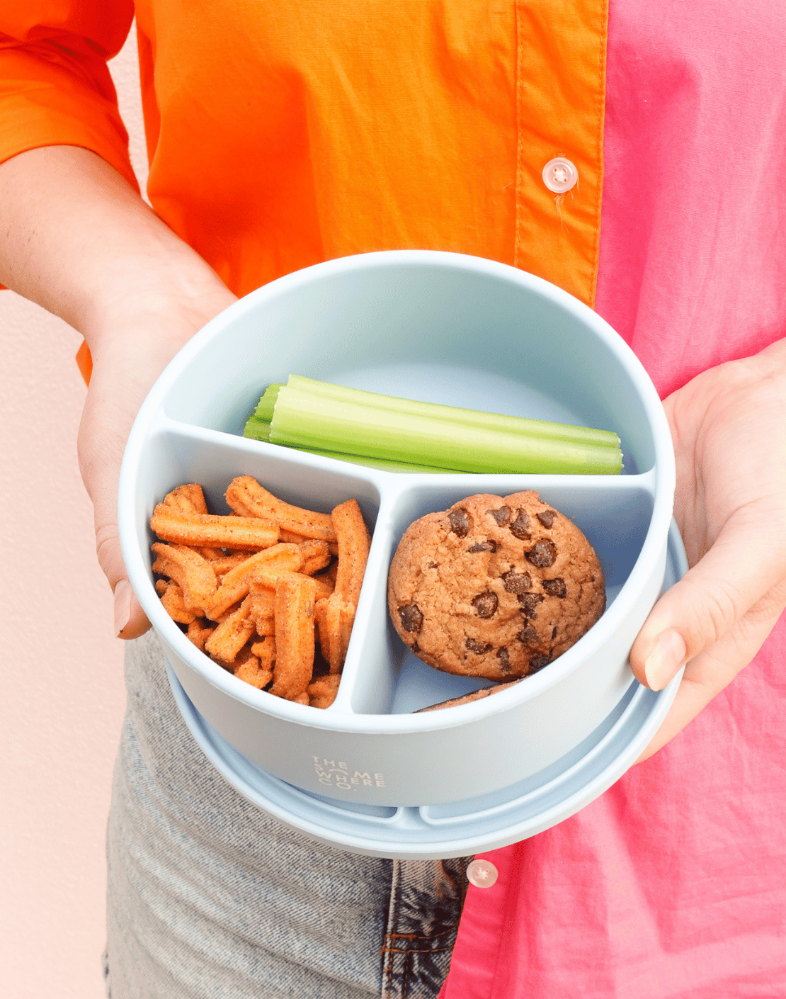 Powder Blue Round Silicone Bento Lunch Box