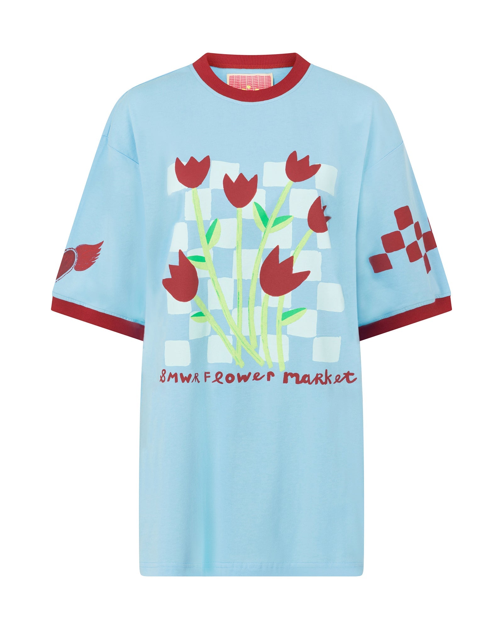 Blue Buy Myself Flowers Oversized Tee