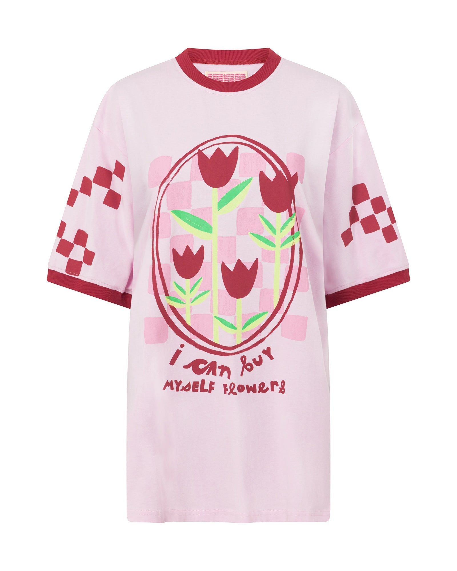 Pink Buy Myself Flowers Oversized Tee