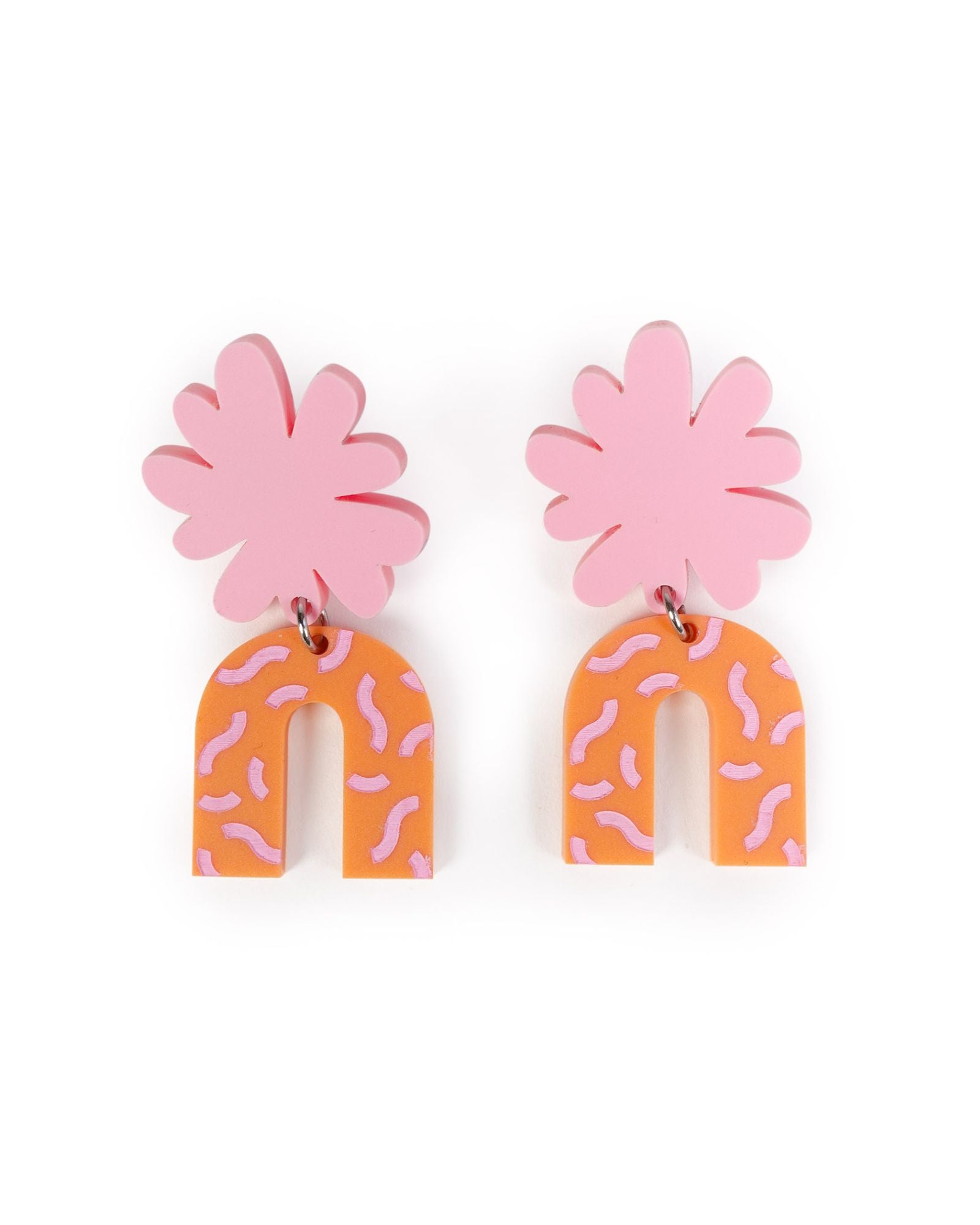 Pink & Orange Arch Dangle Earrings