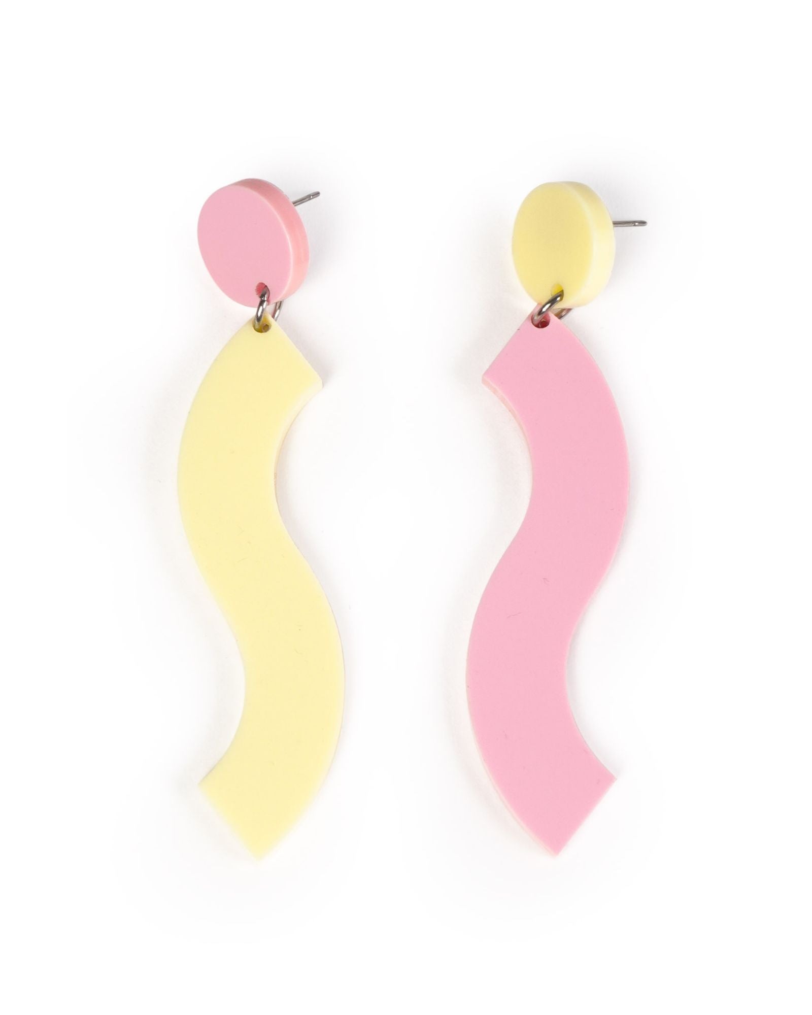 Pink & Yellow Wave Dangle Earrings