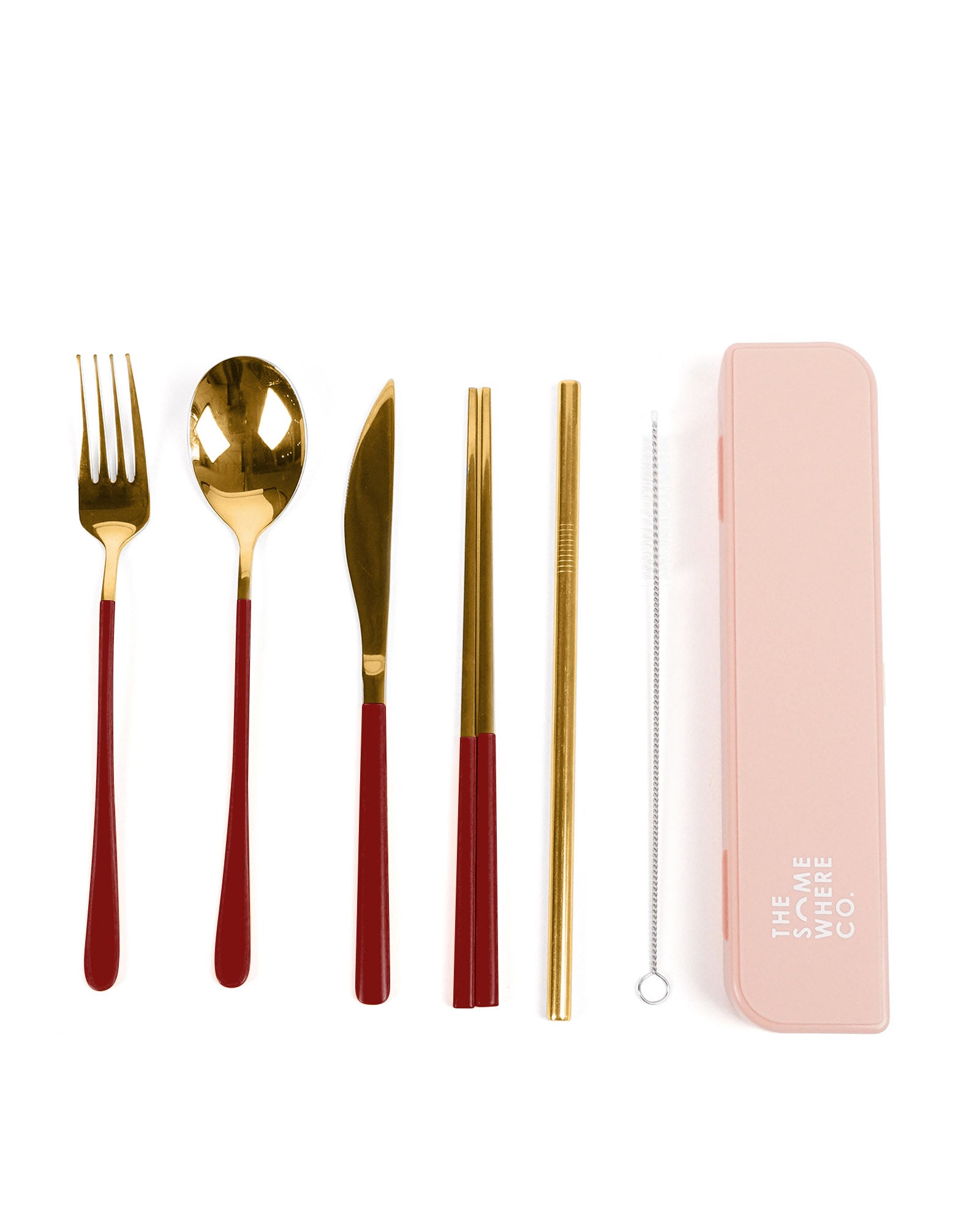 Cutlery Kit - Gold with Burgundy Handle