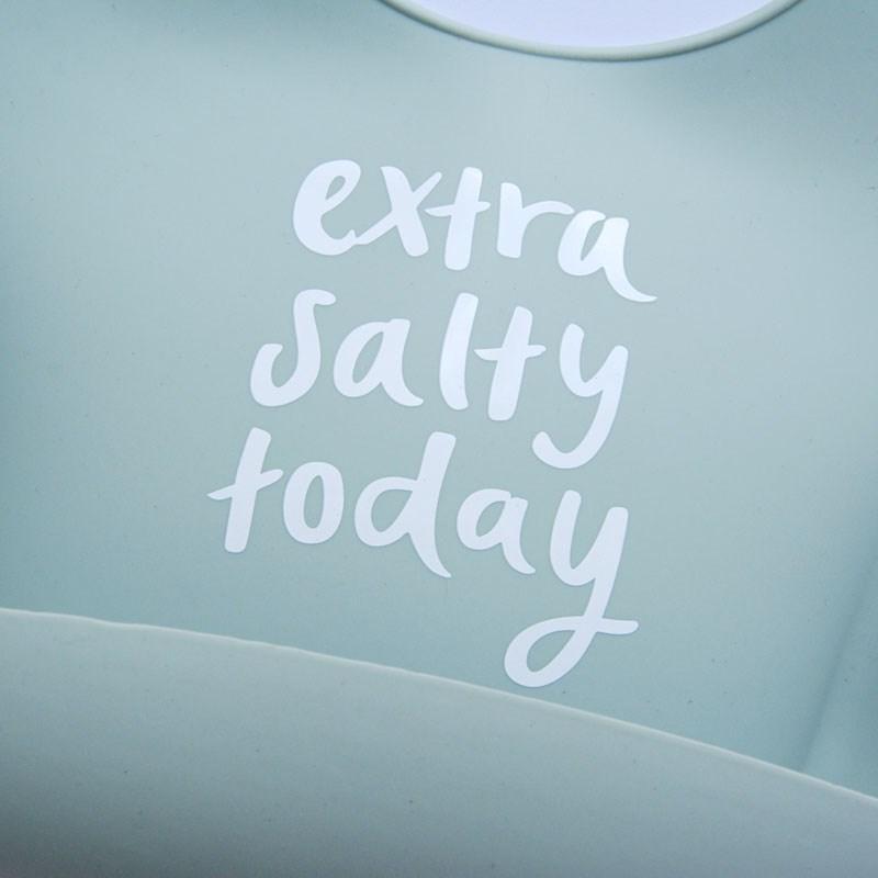 Silicone Baby Bib - Extra Salty Today (Sage)