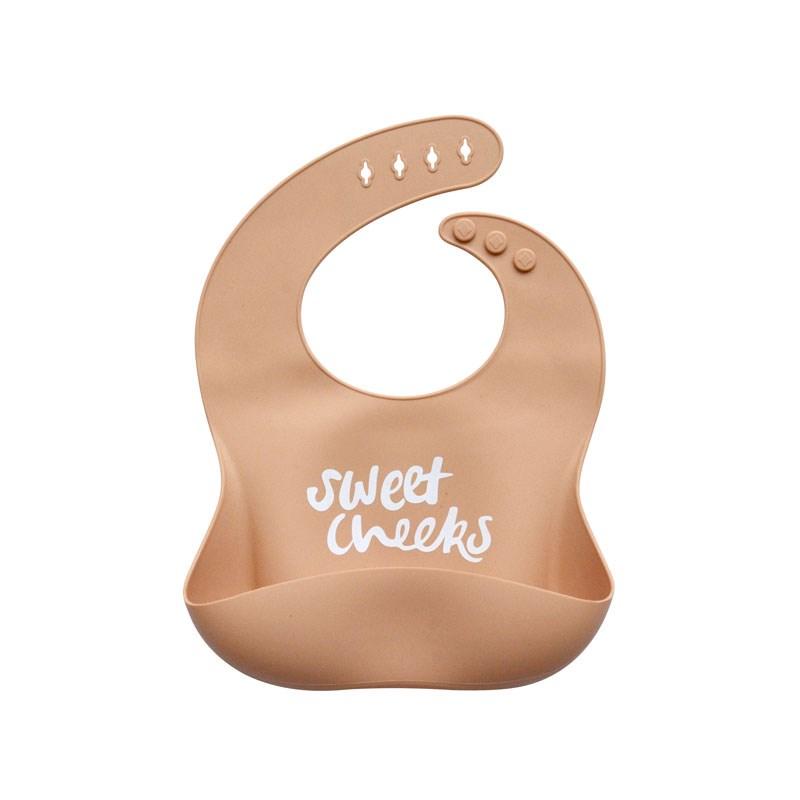 Silicone Baby Bib - Sweet Cheeks (Caramel)